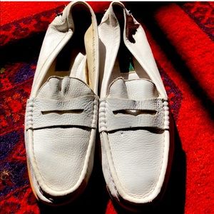 Cole Haan Pebble Grain White Leather Loafers EUC